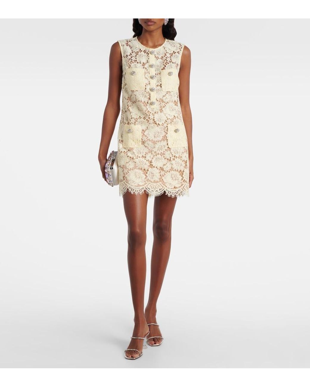 Self-Portrait Natural Lace Minidress