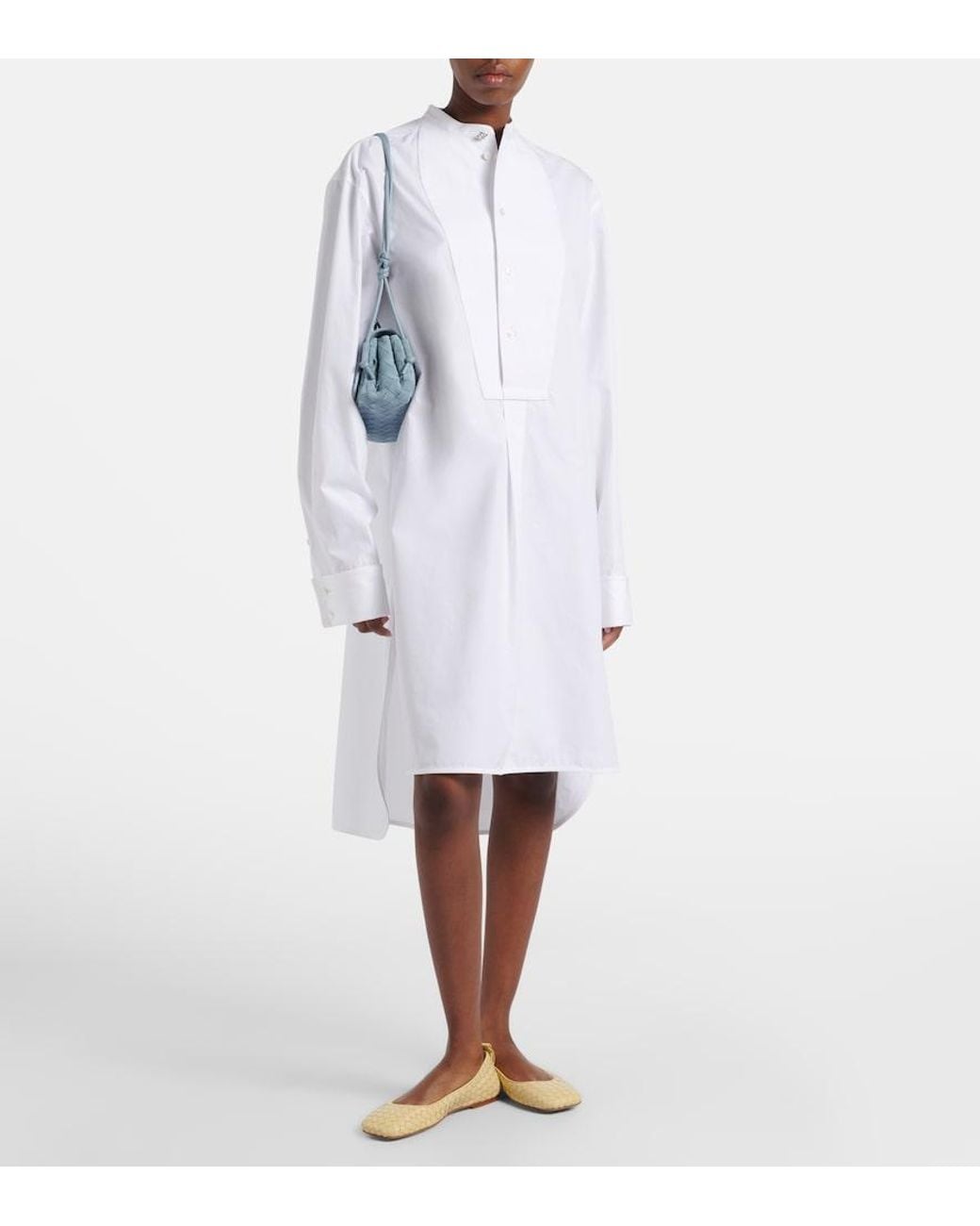 Bottega Veneta White Oversized Cotton Poplin Midi Dress