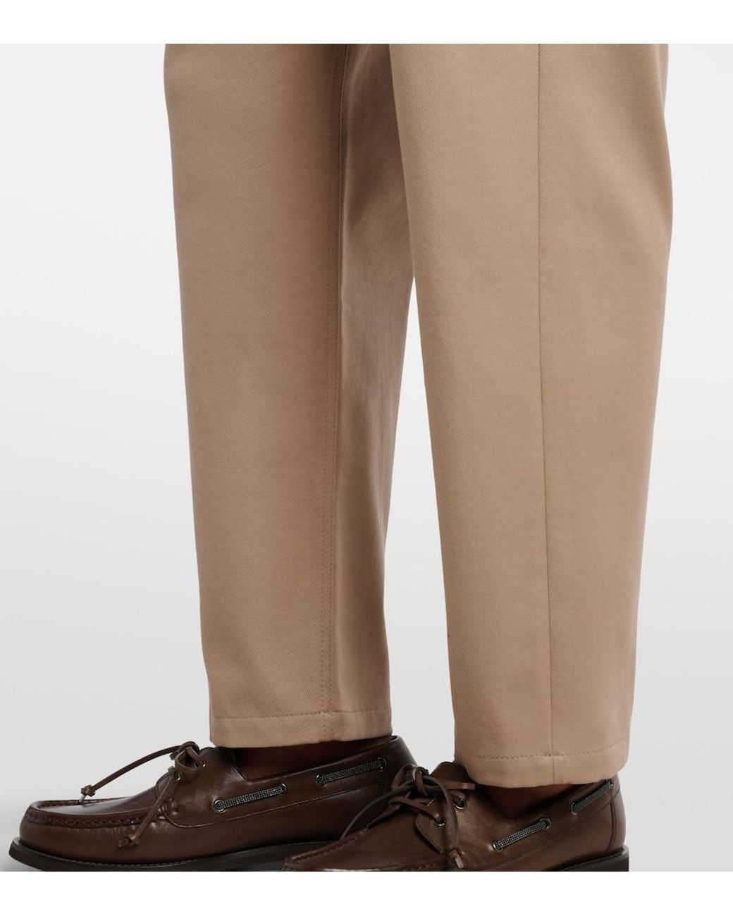 Brunello Cucinelli Natural Cotton-Blend Straight Pants