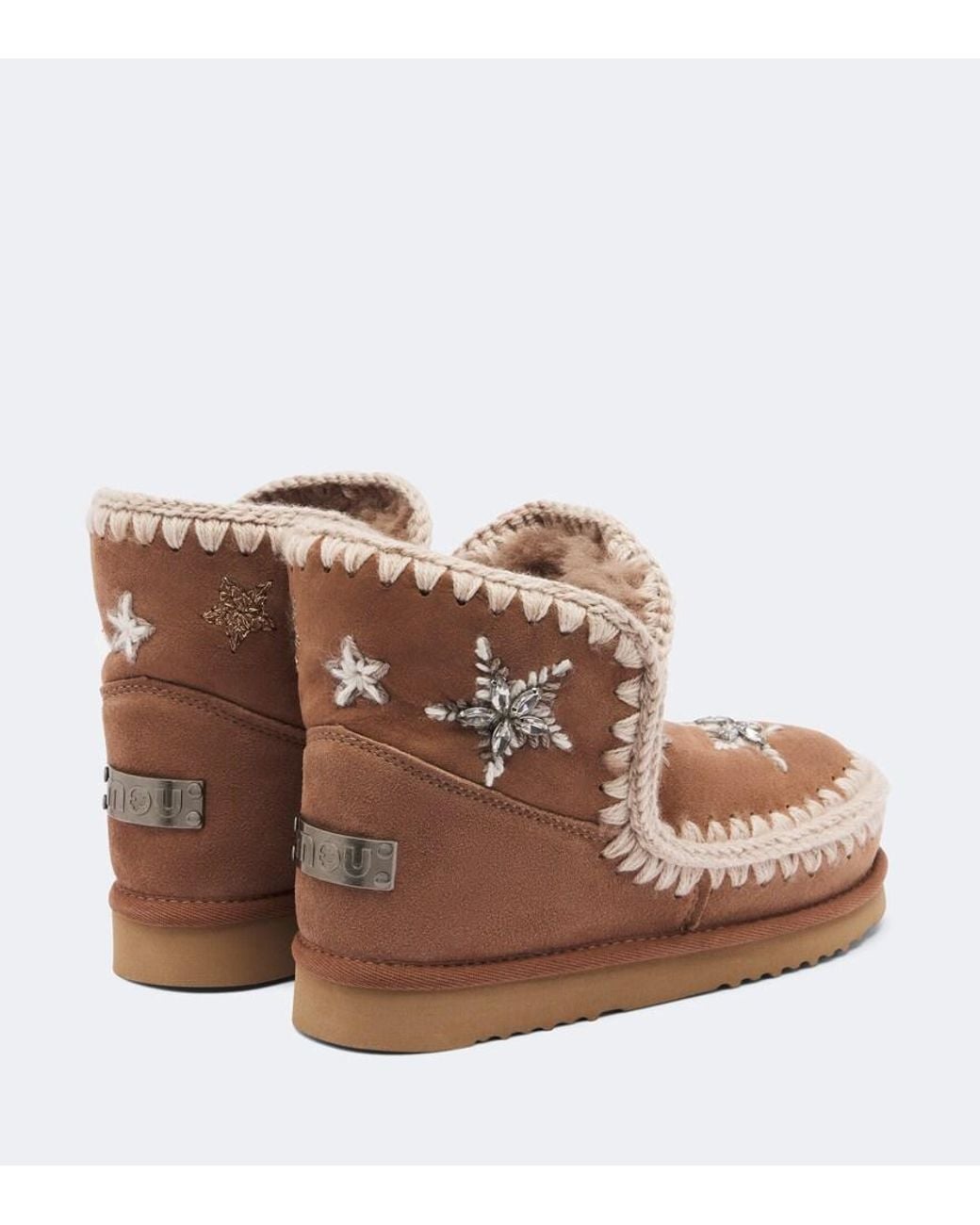 Mou Brown 18 Embellished Suede Ankle Boots