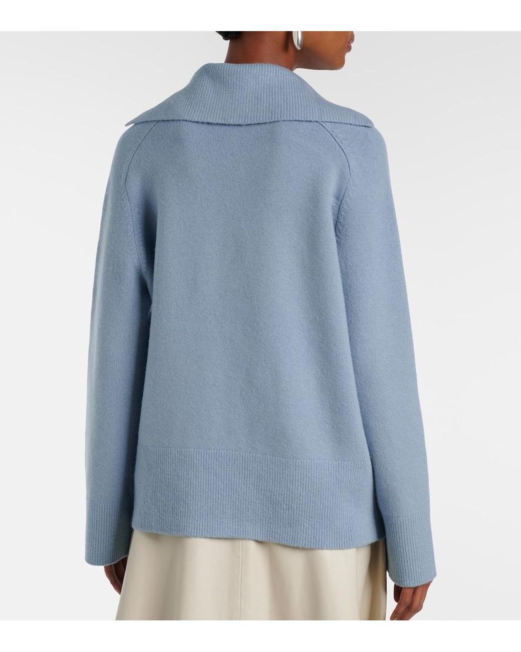 Vince Blue Wool And Cashmere-Blend Polo Sweater