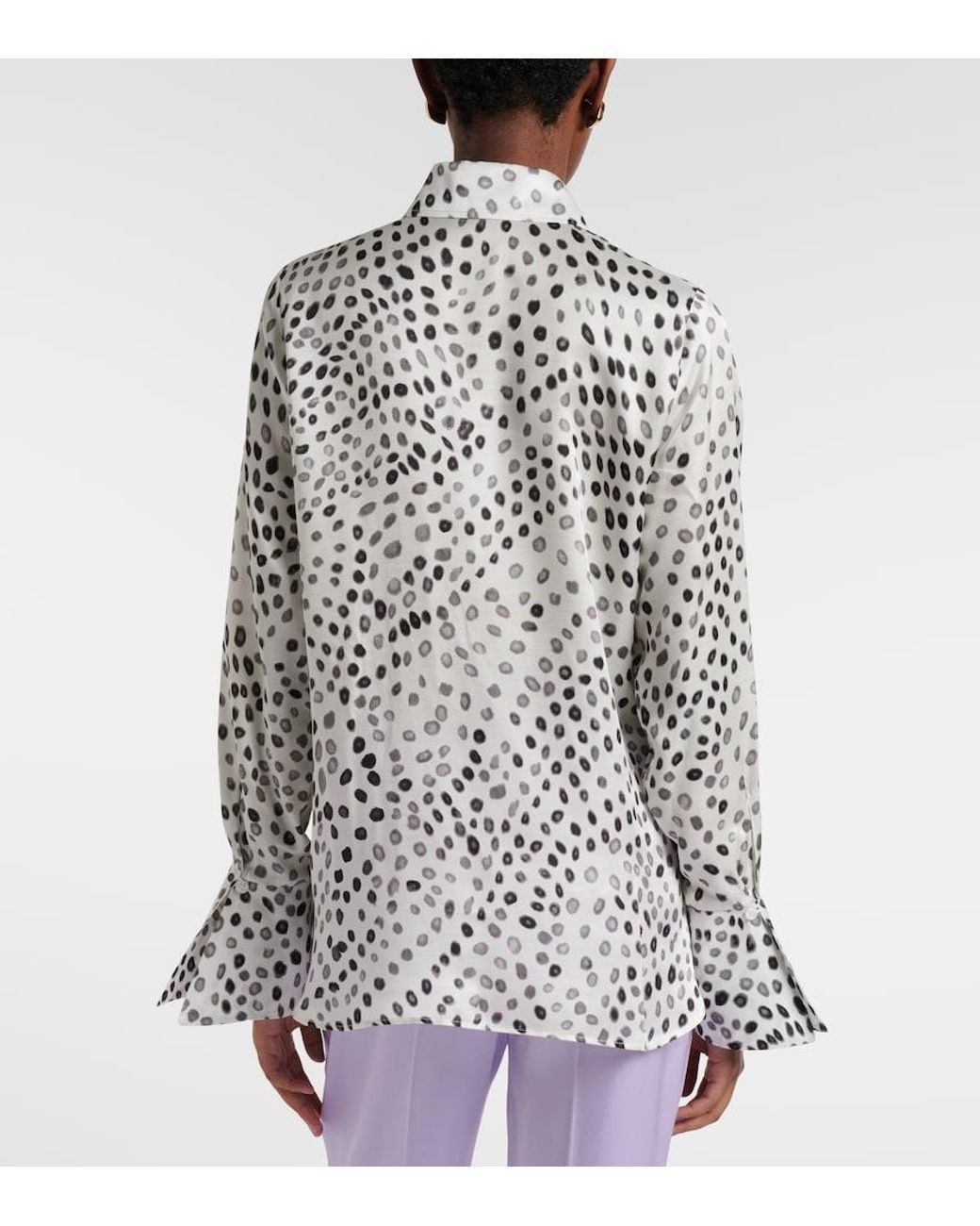 Nina Ricci White Printed Satin Blouse