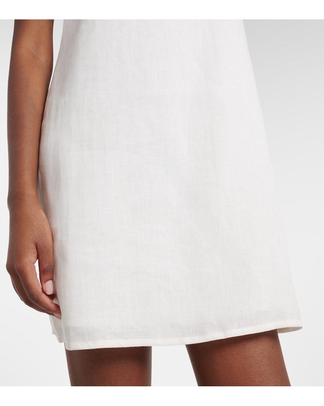 Asceno White Geneva Linen Minidress