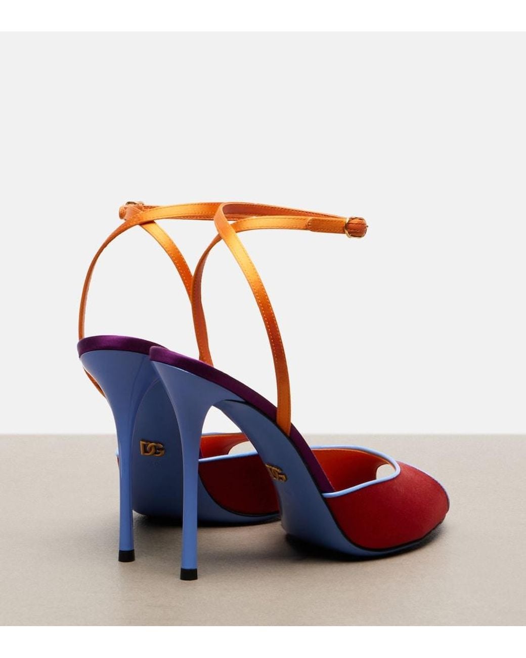 Dolce & Gabbana Red Keira Satin Slingback Sandals