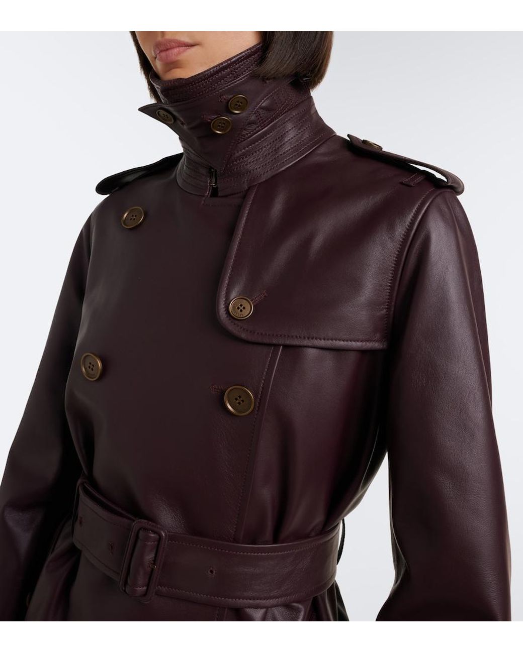Burberry Purple Leather Trench Coat