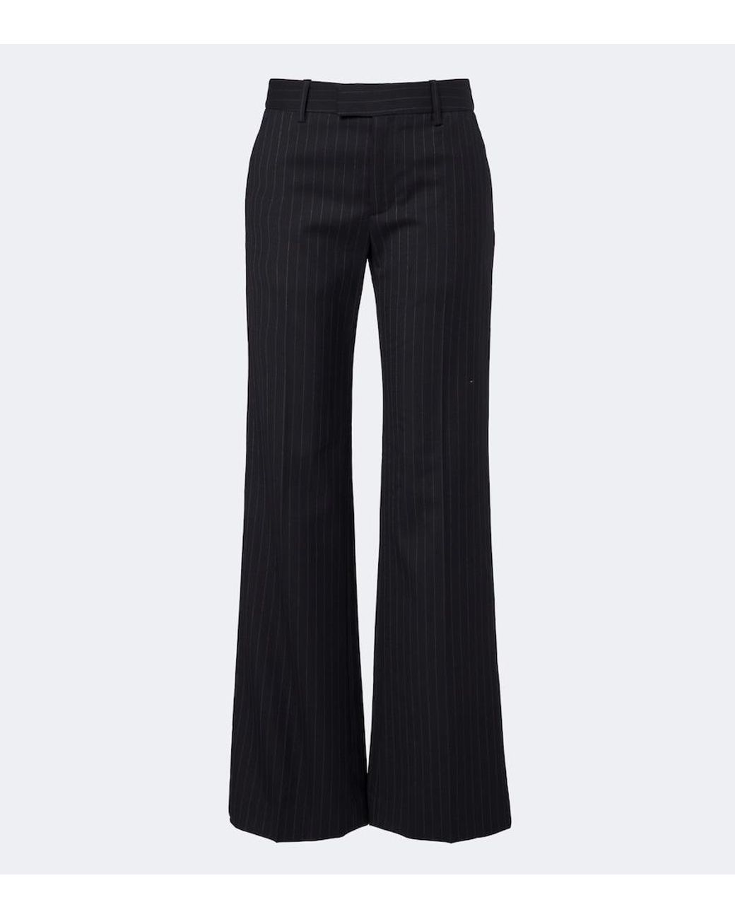 Nili Lotan Blue Bethany Pinstriped Wool Flared Pants