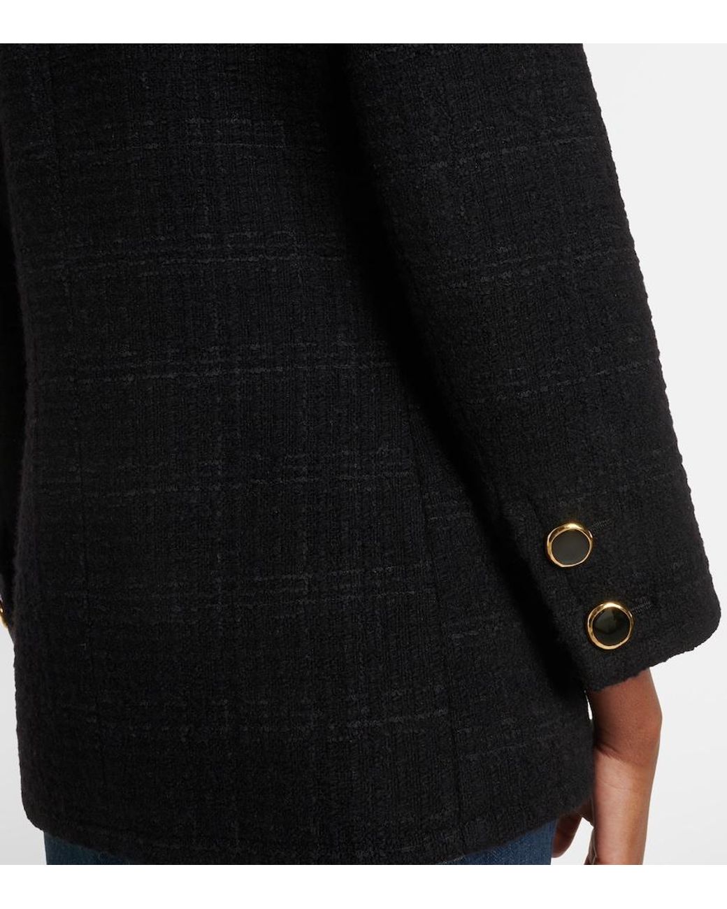Saint Laurent Black Wool-Blend Tweed Jacket