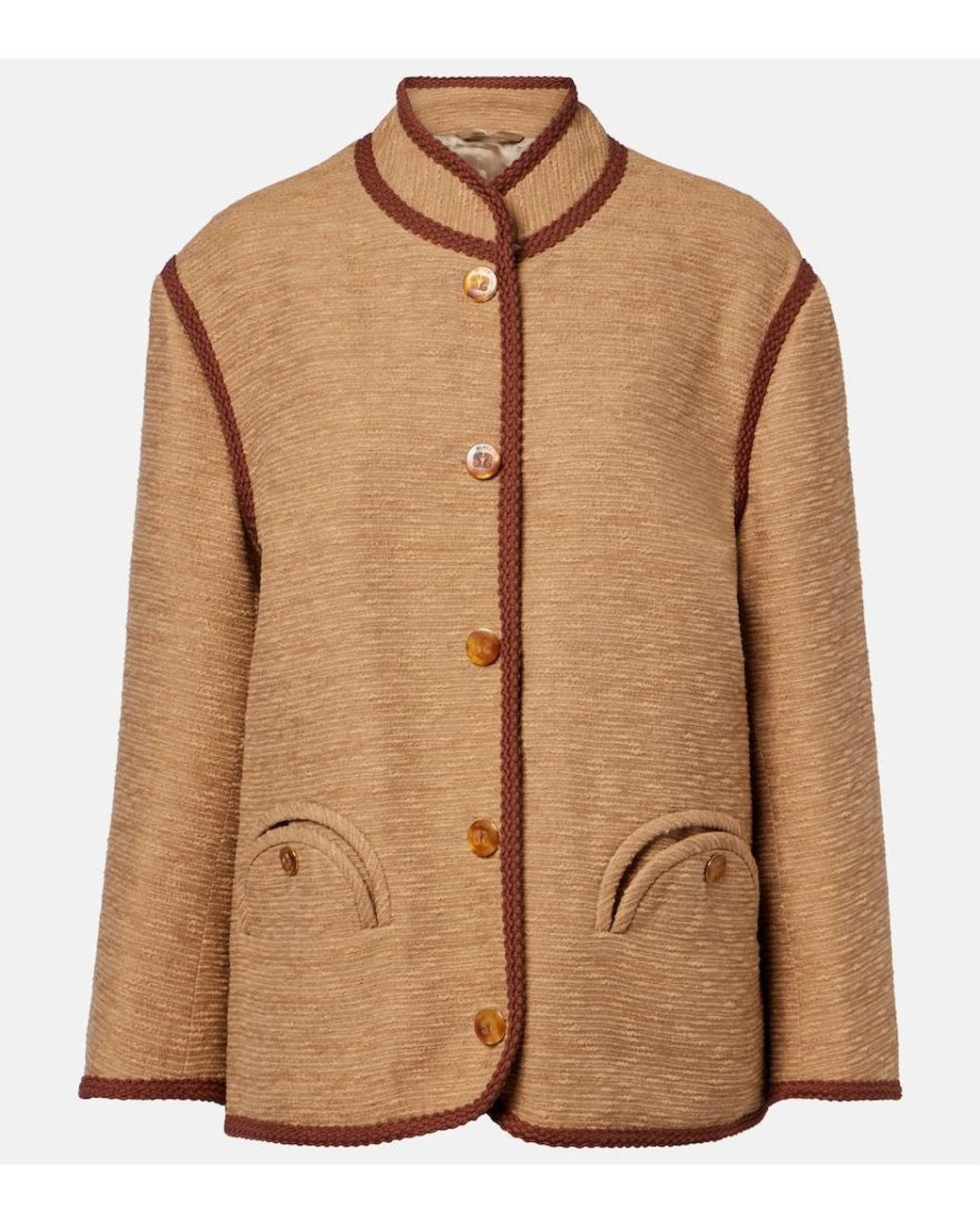 Blazé Milano Brown Curly Cotton And Linen-Blend Jacket