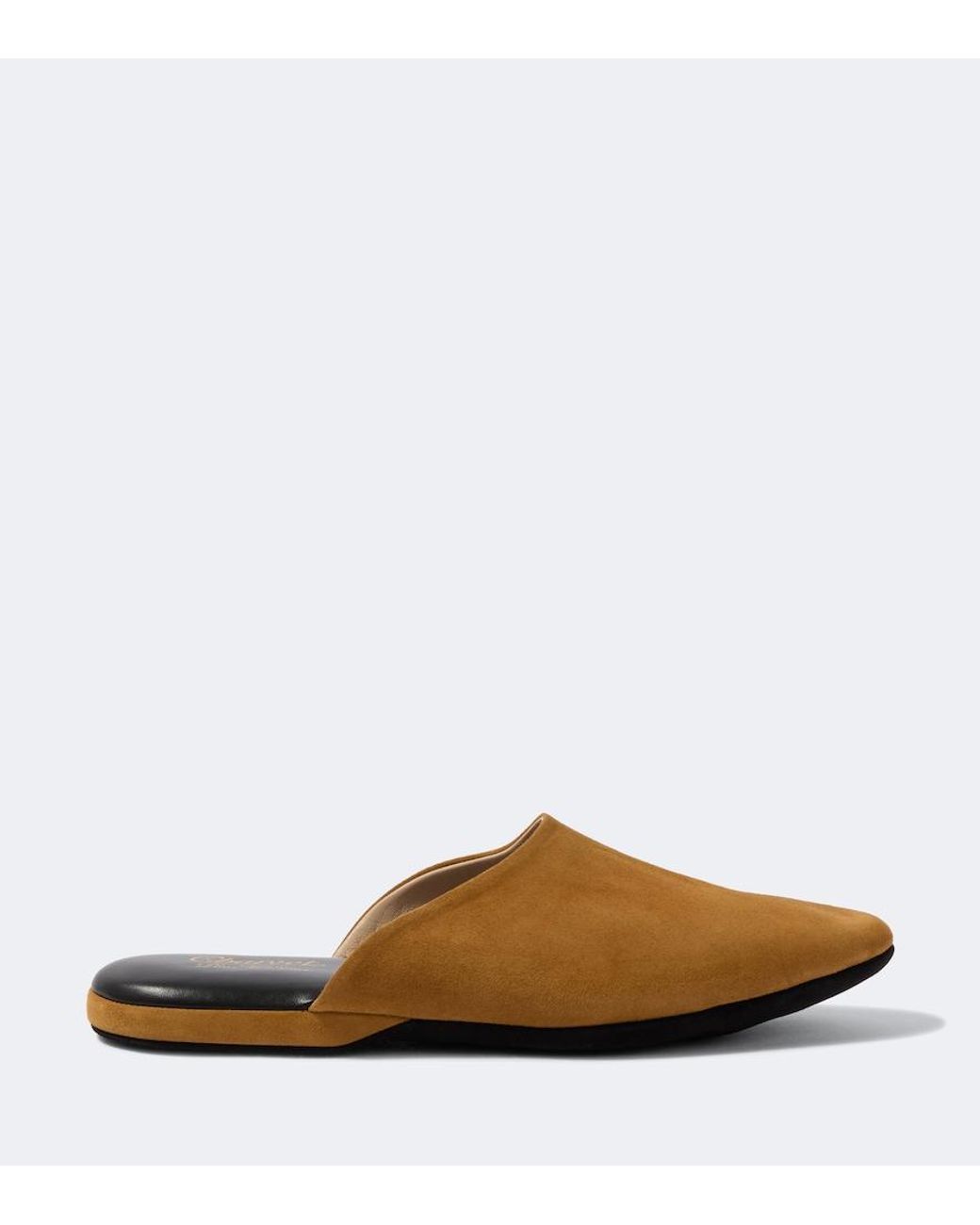 Charvet Brown Leather-Lined Suede Slippers for men