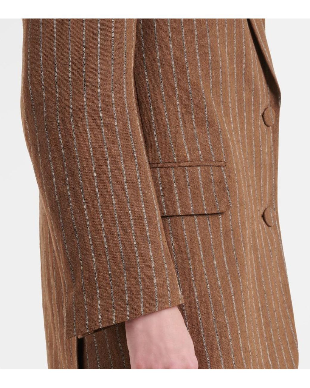 Dries Van Noten Brown Striped Linen-Blend Blazer