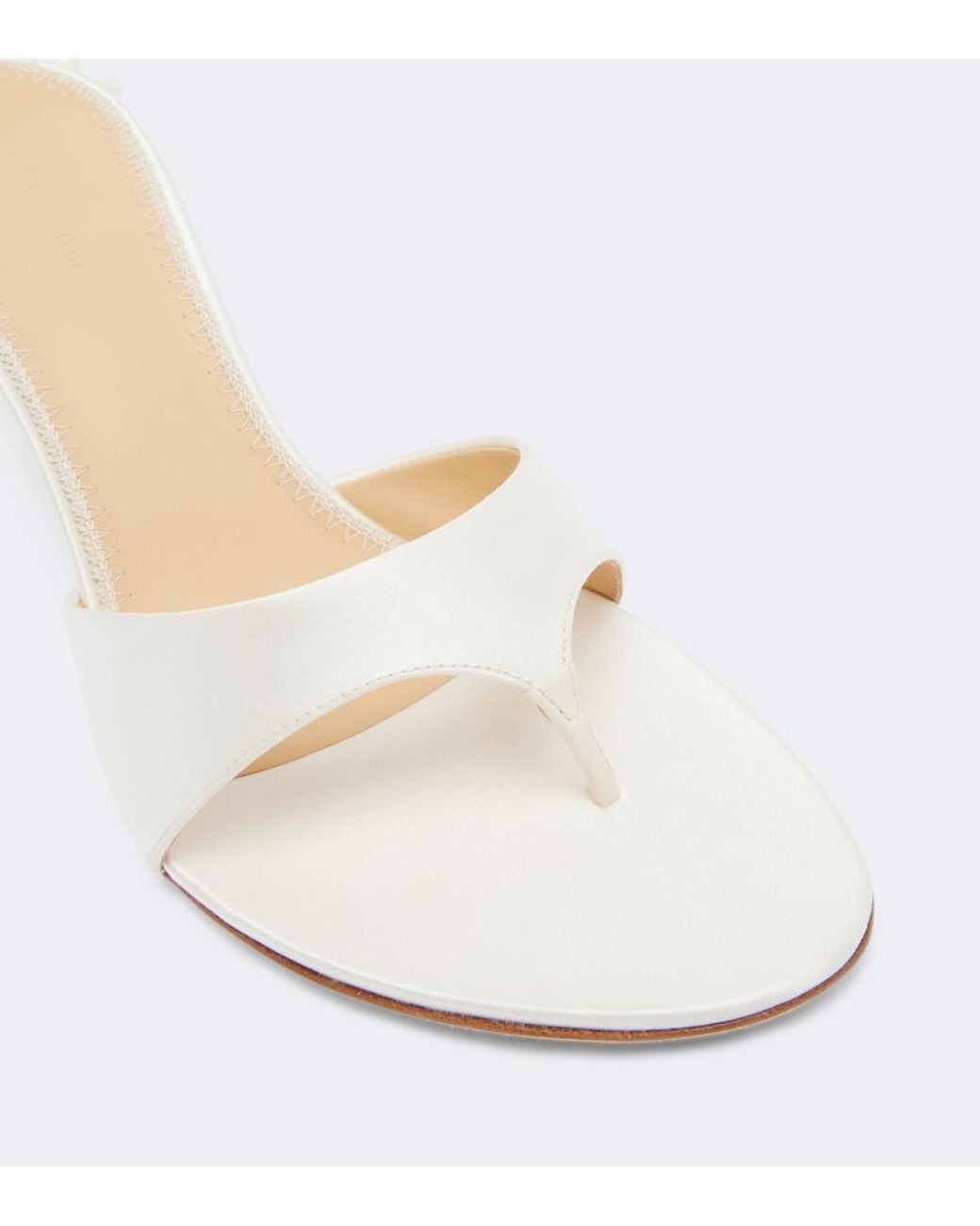 Magda Butrym Natural Floral-Applique Satin Thong Sandals