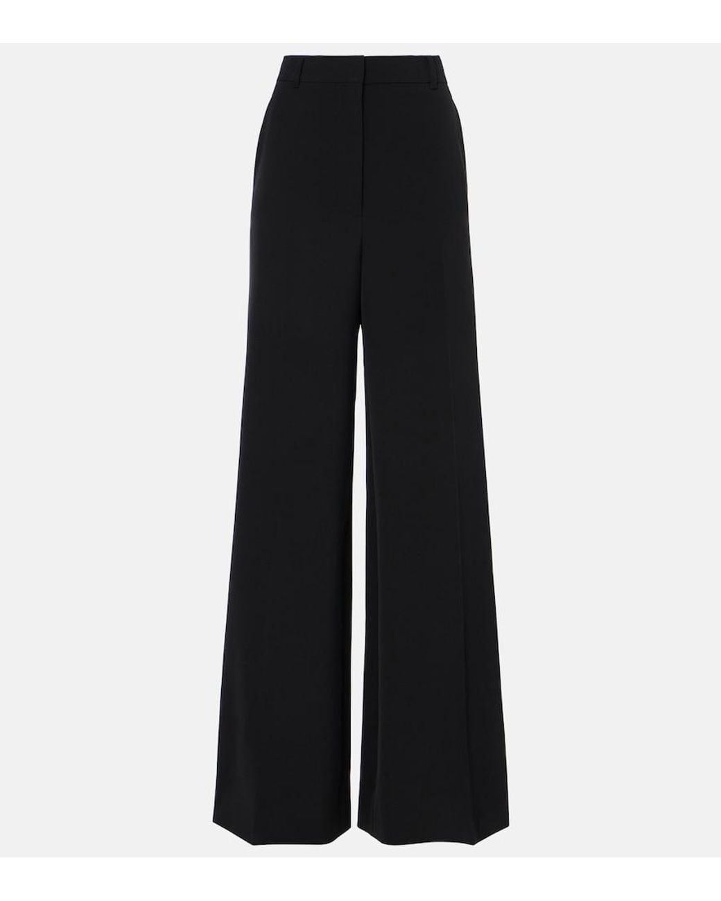 Stella McCartney Black High-Rise Wool-Blend Wide-Leg Pants