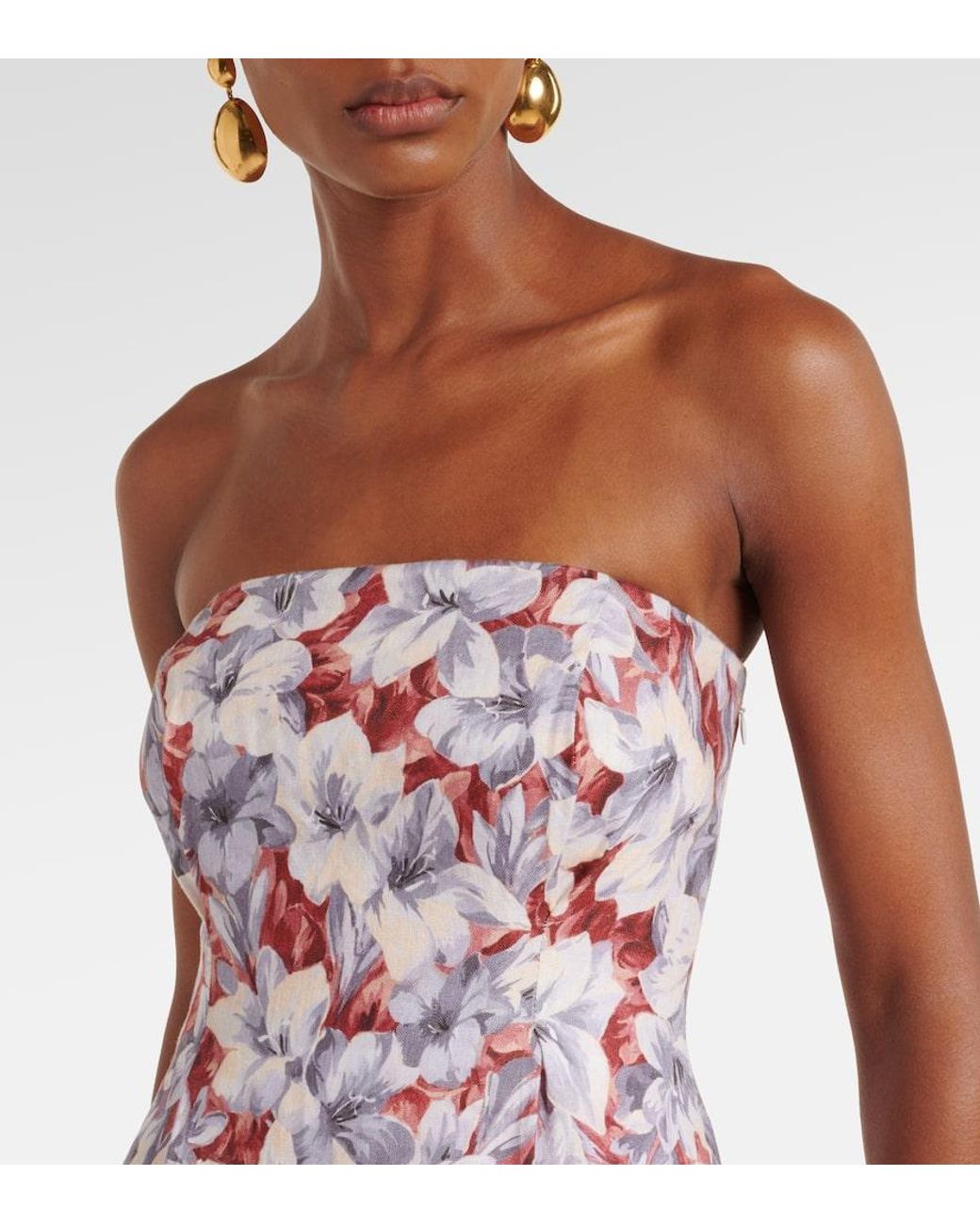 Posse Purple Rosalie Floral Linen Maxi Dress