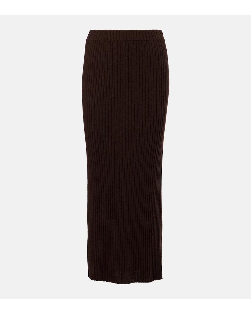 Jardin Des Orangers Brown Ribbed-Knit Cashmere Maxi Skirt