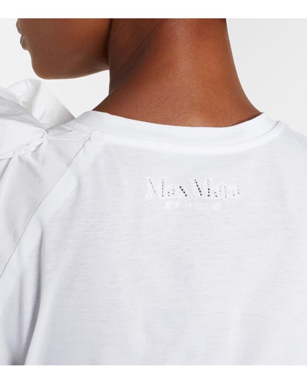 Max Mara White Elegante Taglio Cotton Jersey Top