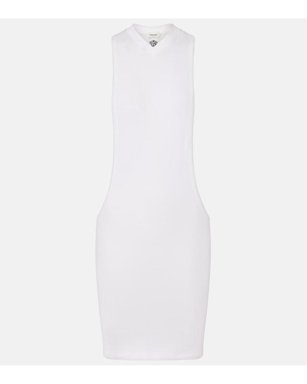 Versace White Cotton-Blend Jersey Minidress