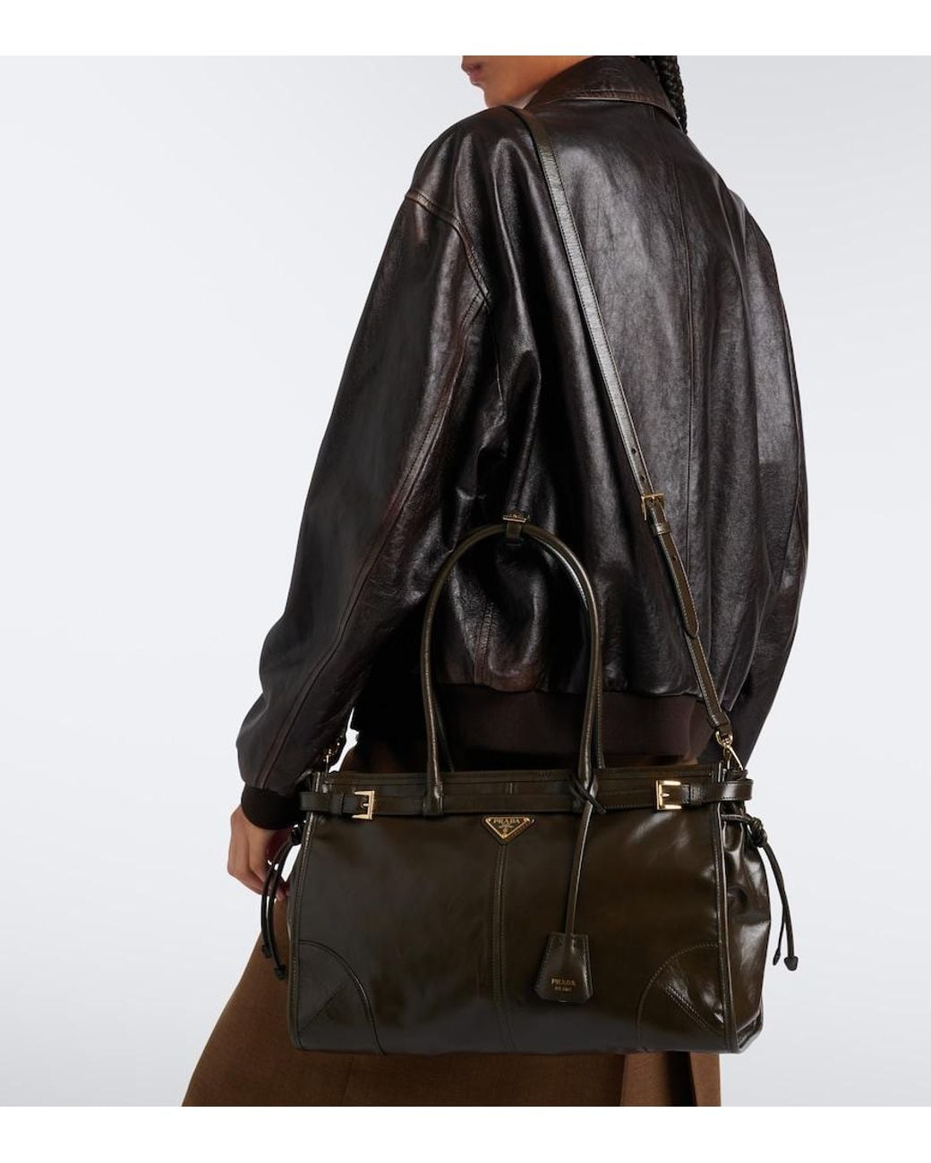 Prada Black Bonnie Large Leather Shoulder Bag