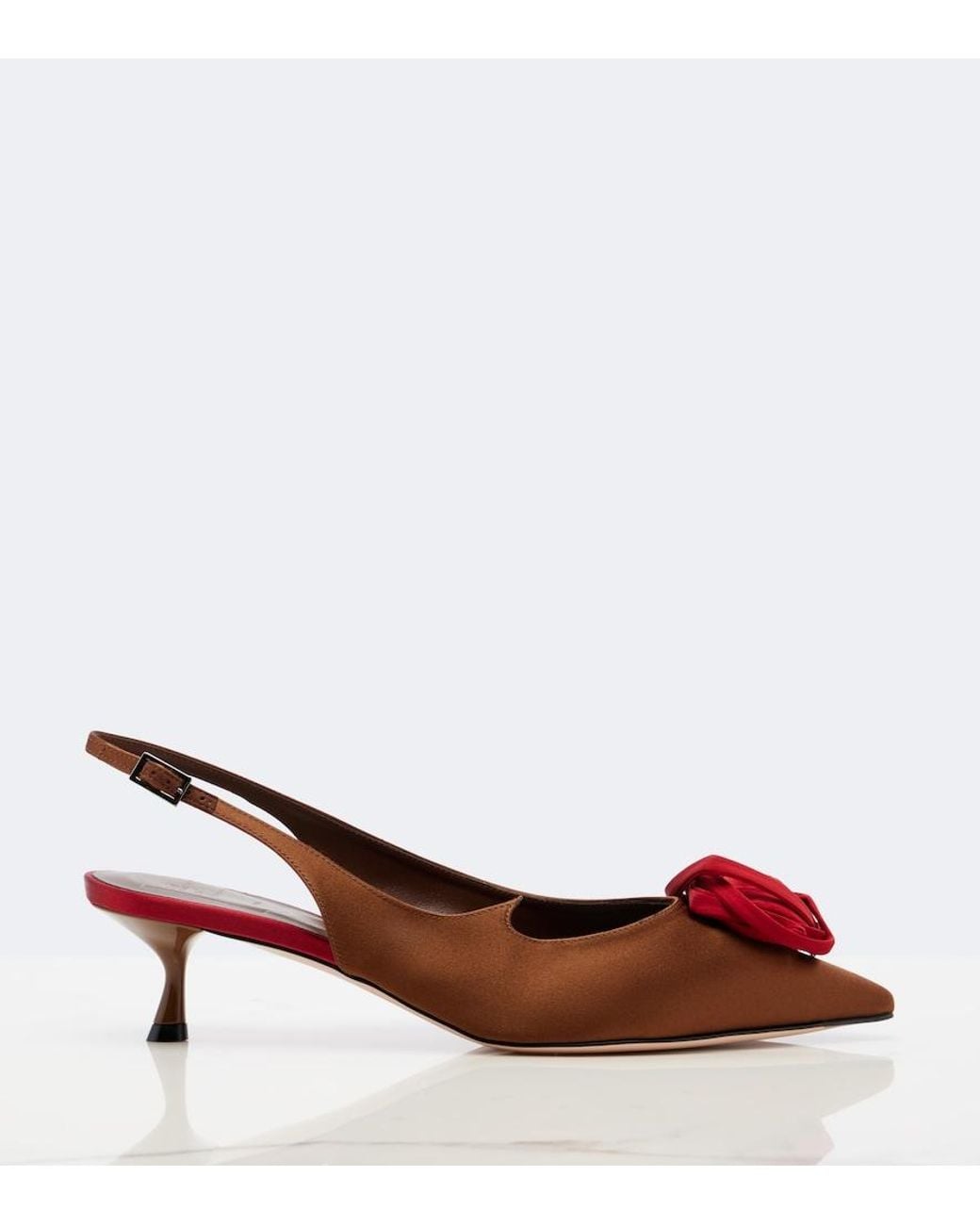 Roger Vivier Red Rose Vivier Satin Slingback Pumps