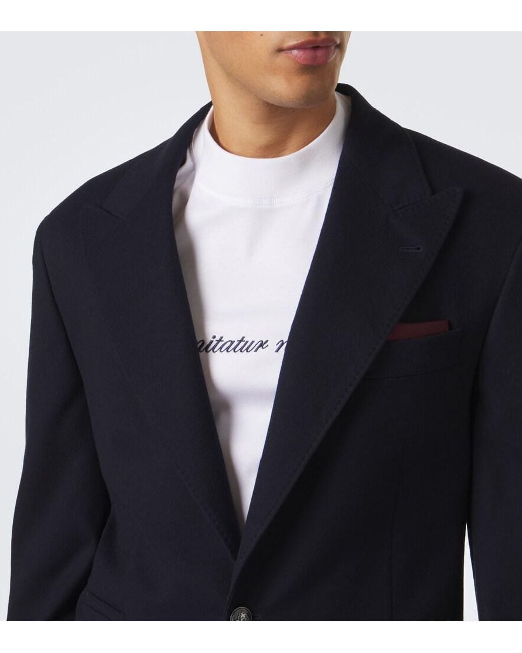 Brunello Cucinelli Blue Wool Blazer for men