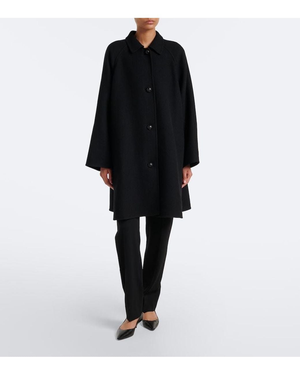 The Row Black Ina Wool-Blend Coat