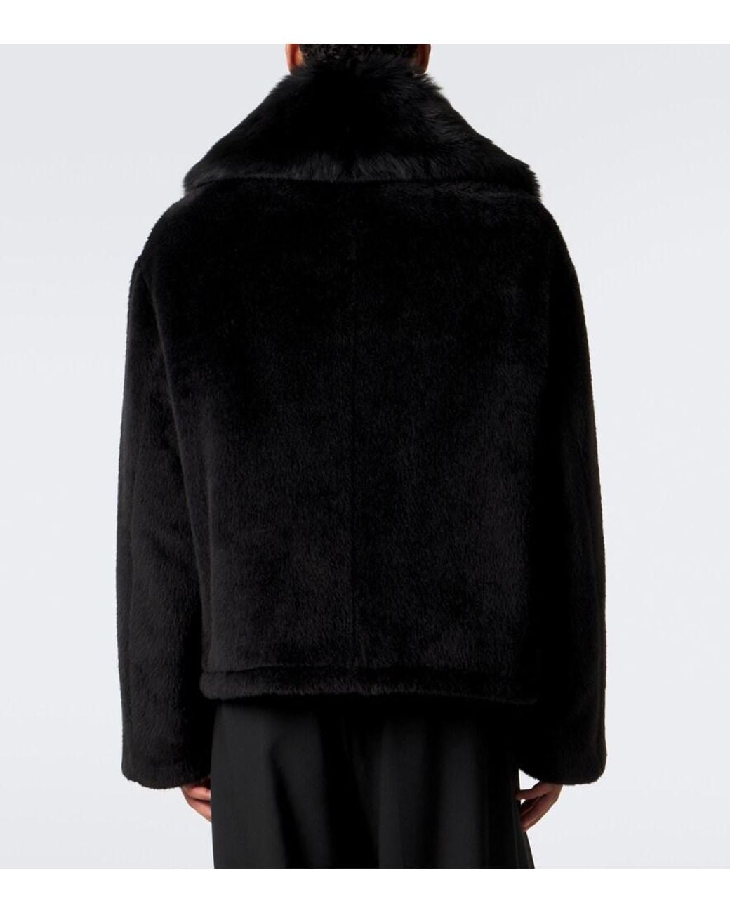 Dolce & Gabbana Black Shearling-Trimmed Alpaca And Wool Jacket for men
