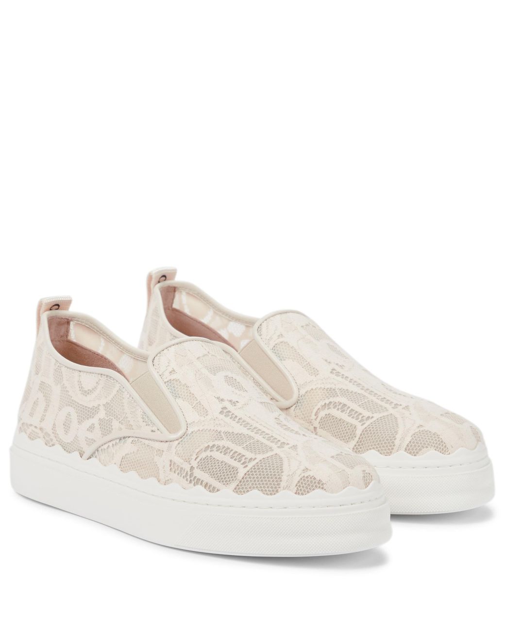 Chloé Lauren Lace Sneakers in Beige (Natural) - Lyst