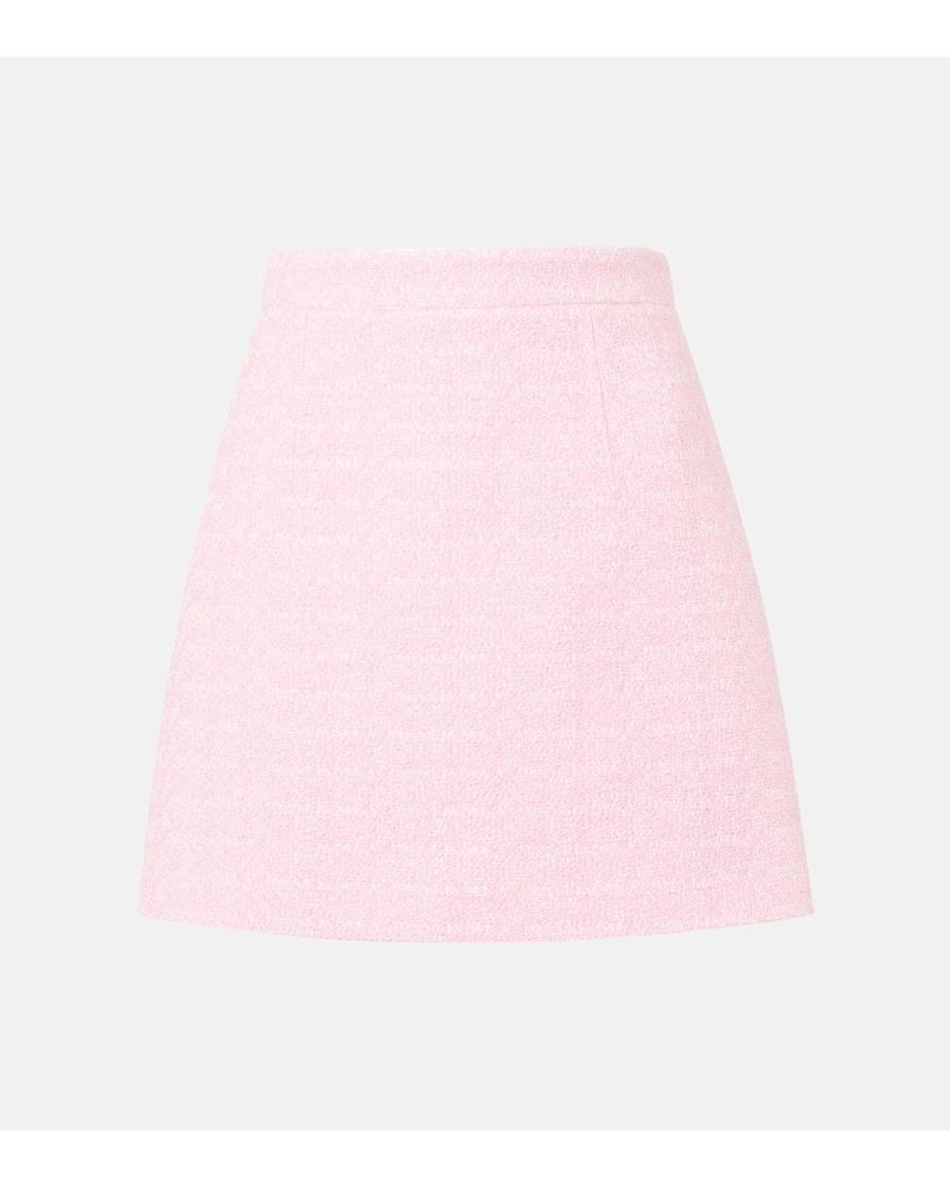 Patou Pink Cotton-Blend Tweed Miniskirt