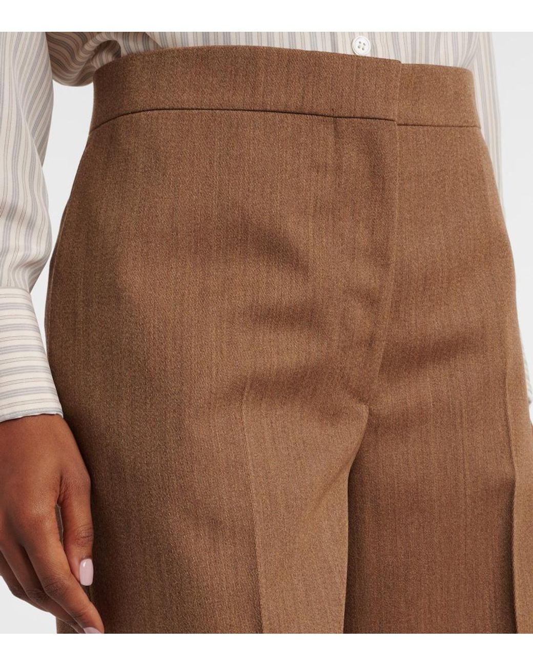 FFORME Brown Agel High-Rise Virgin Wool Wide-Leg Pants