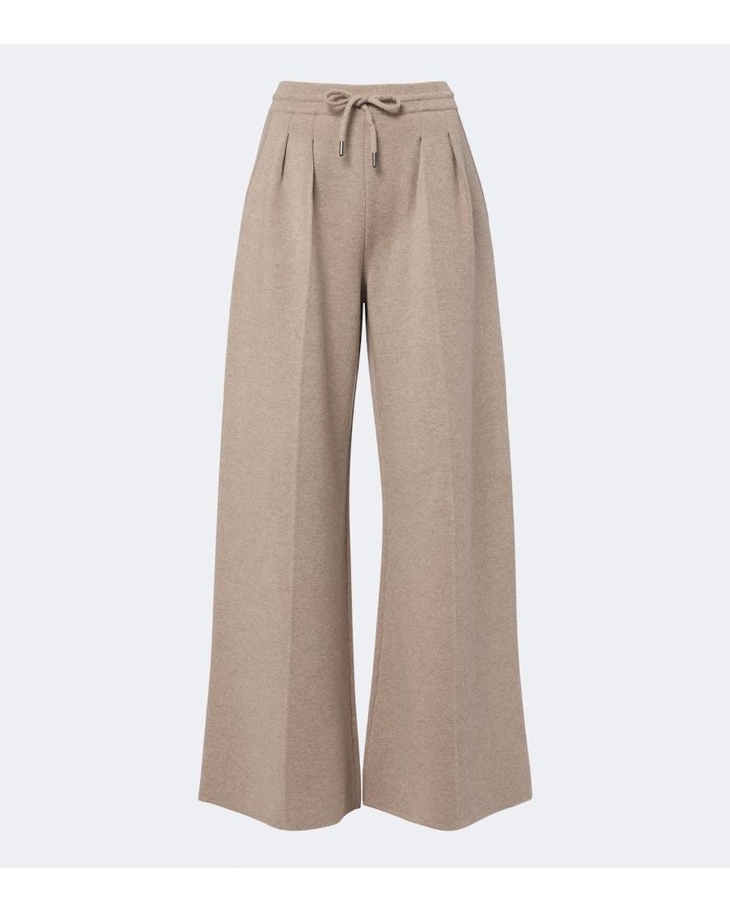 Max Mara Natural Pleated Wool And Cashmere Wide-Leg Pants