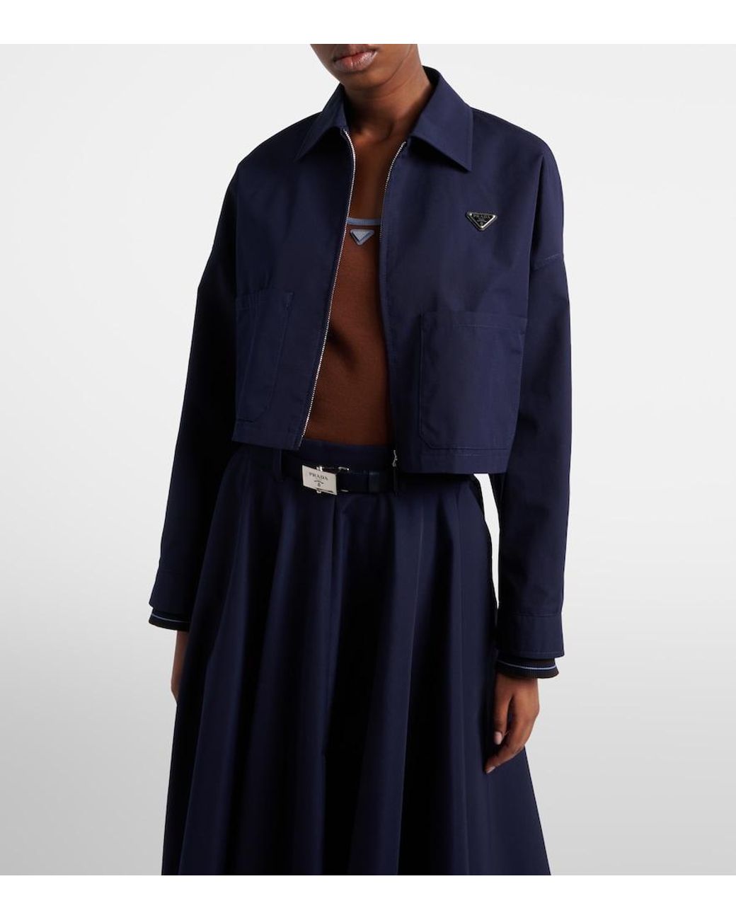 Prada Blue Poplin Blouson Jacket