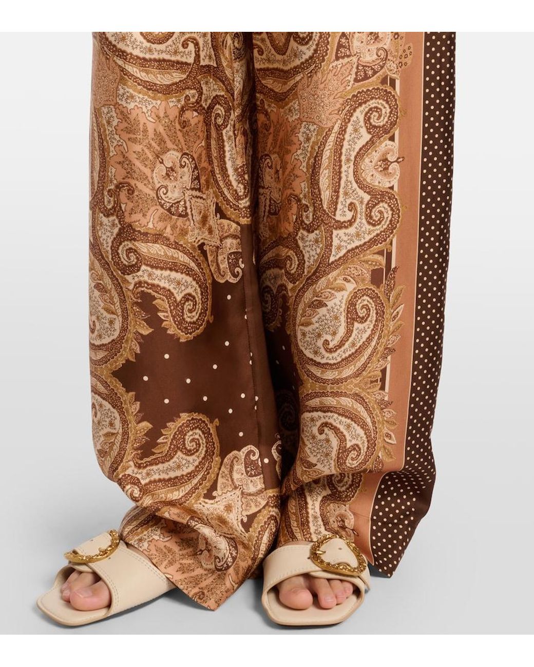 Zimmermann Brown Luna Paisley Silk Palazzo Pants
