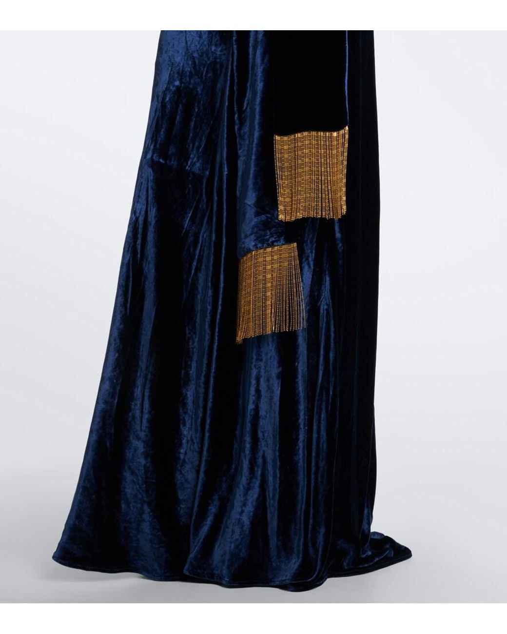 Etro Blue Scarf-Detail Velvet Gown