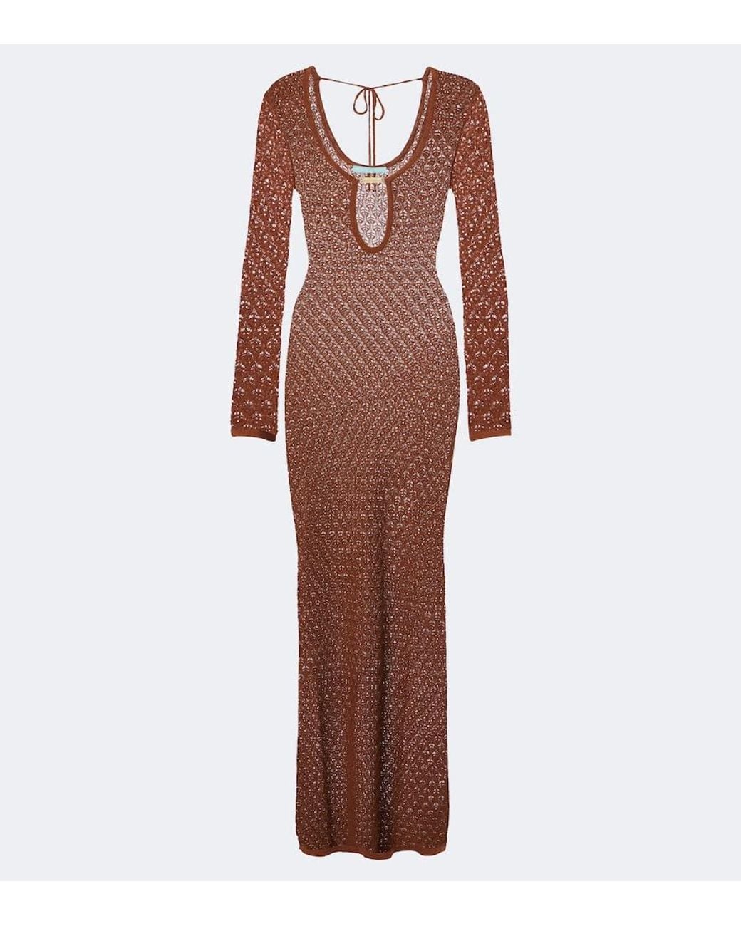 Melissa Odabash Brown Casey Open-Knit Midi Dress