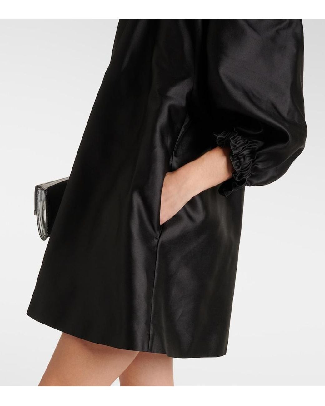 Max Mara Black Lepre Off-Shoulder Silk And Cotton Minidress