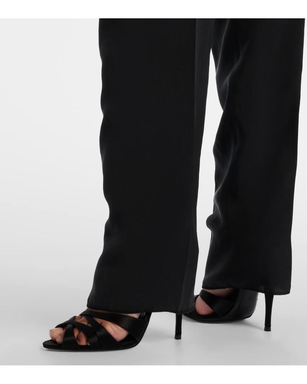 Saint Laurent Black Sandalen Aus Satin