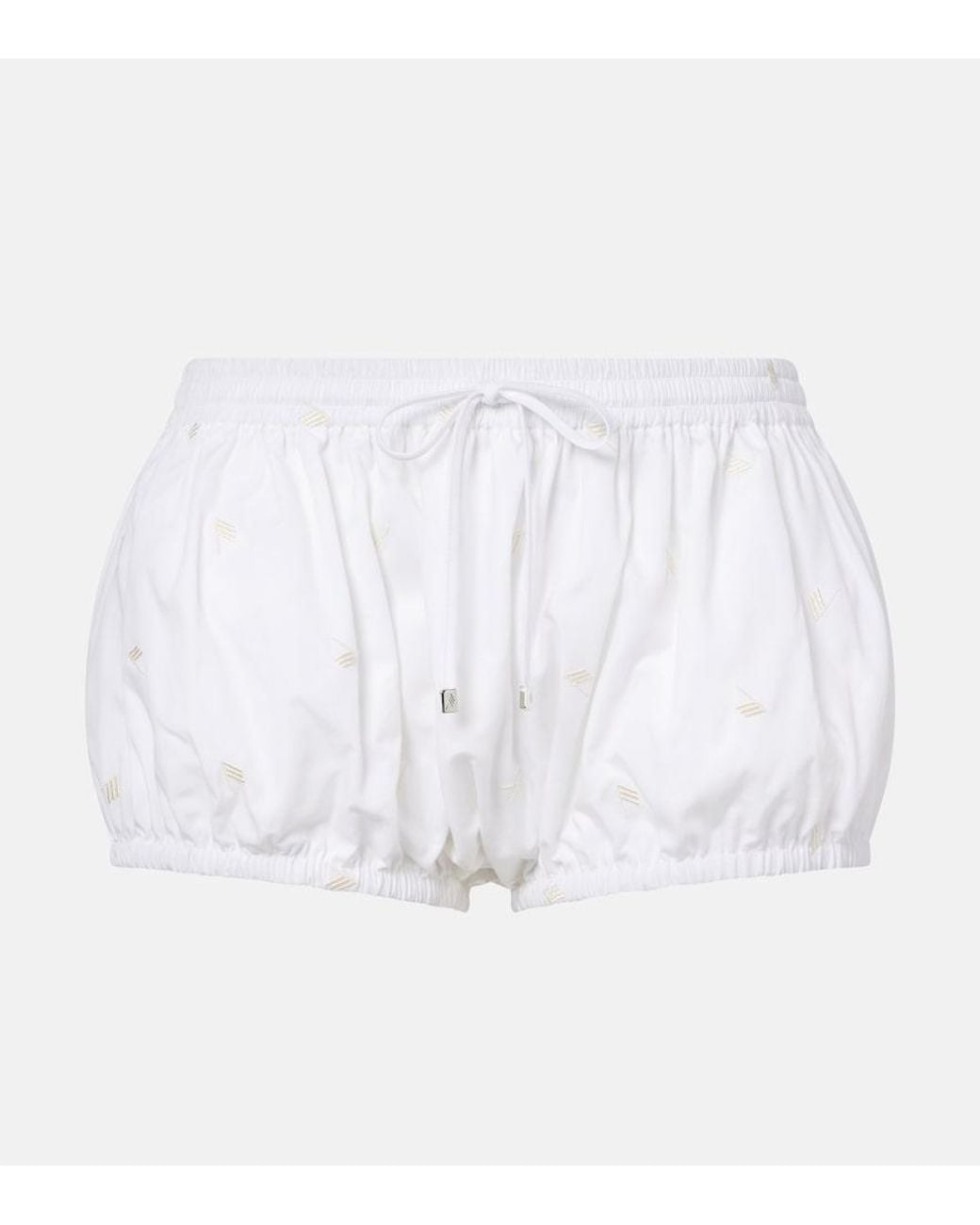The Attico White Embroidered Cotton Shorts