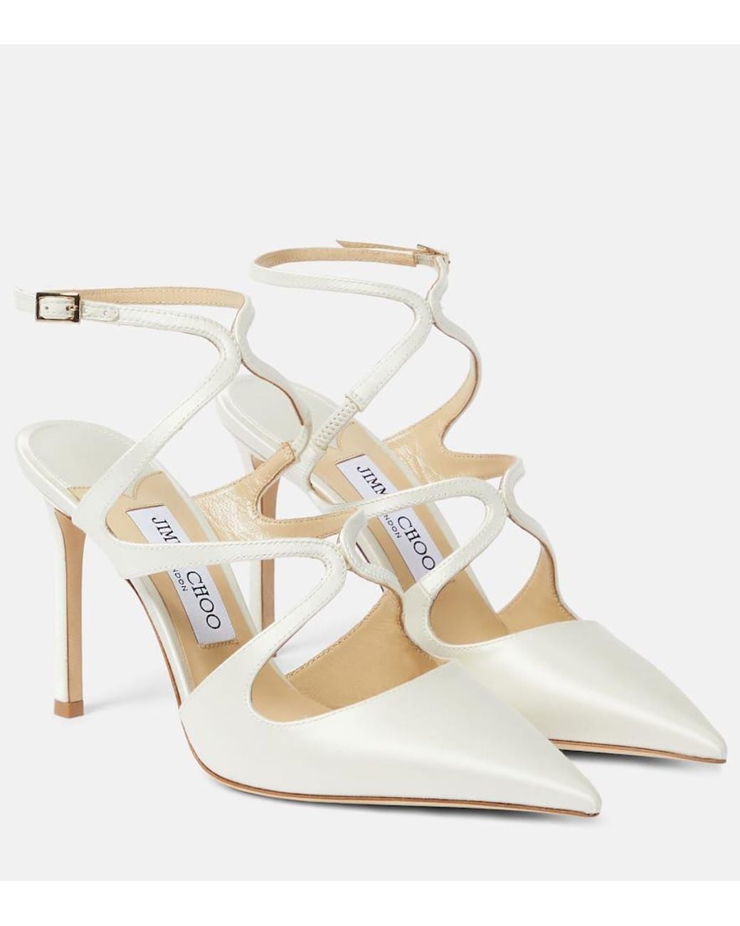 Jimmy Choo Azia 95 Satin Pumps in White | Lyst