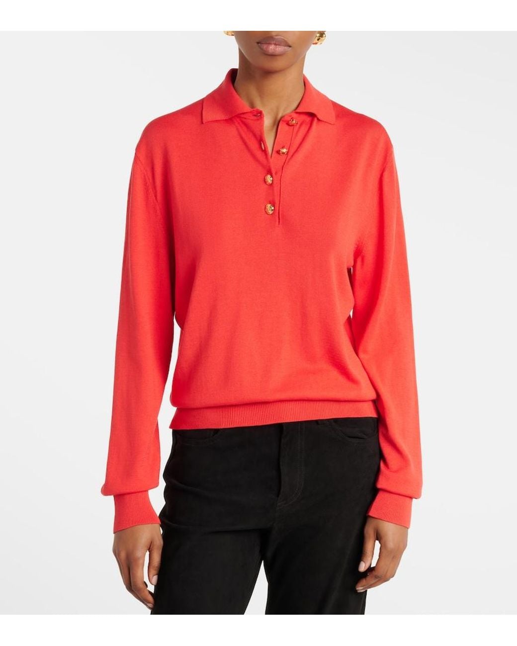 Blazé Milano Red Alegria Silk And Cotton Polo Sweater