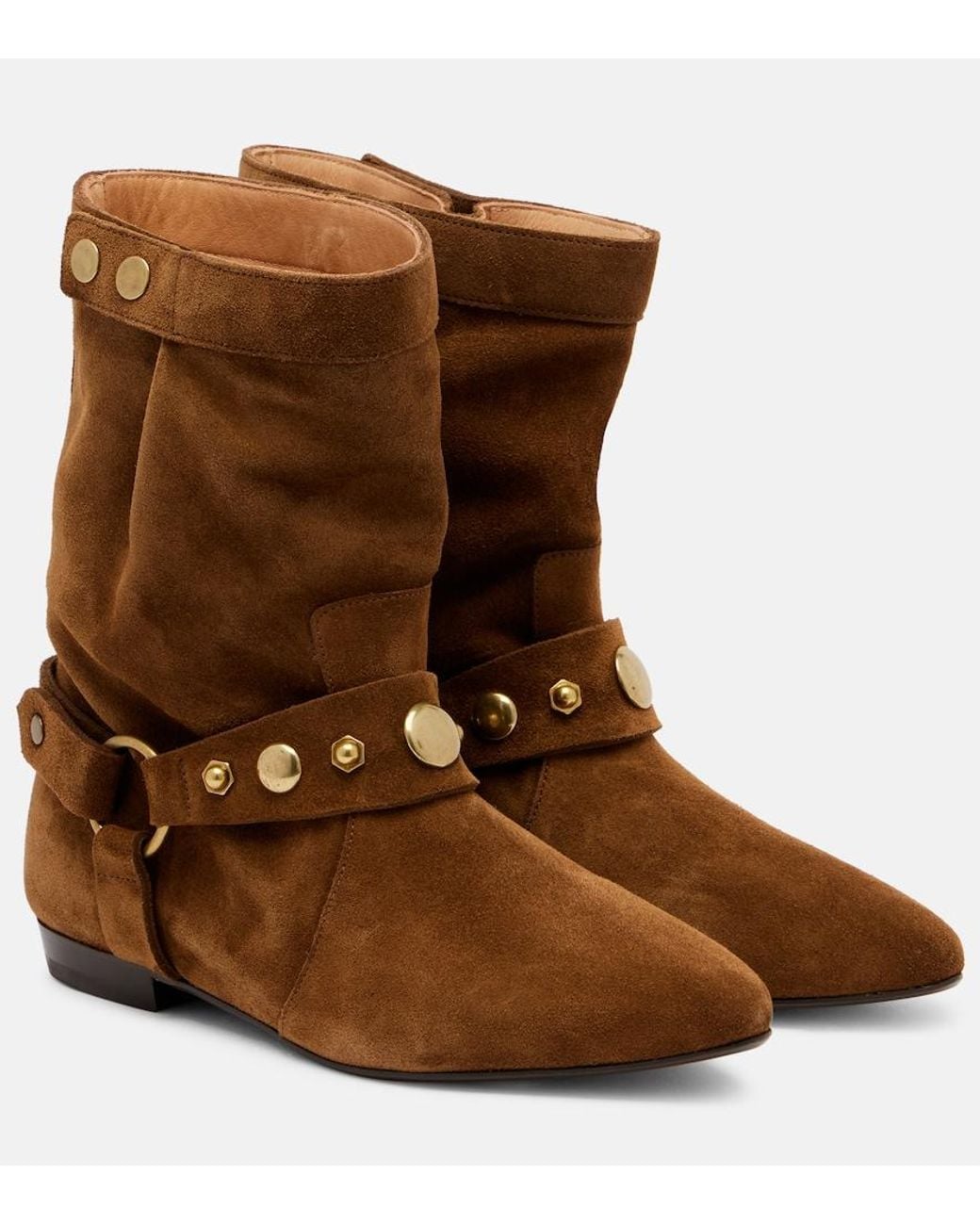 Isabel Marant Brown Stania Studded Suede Ankle Boots