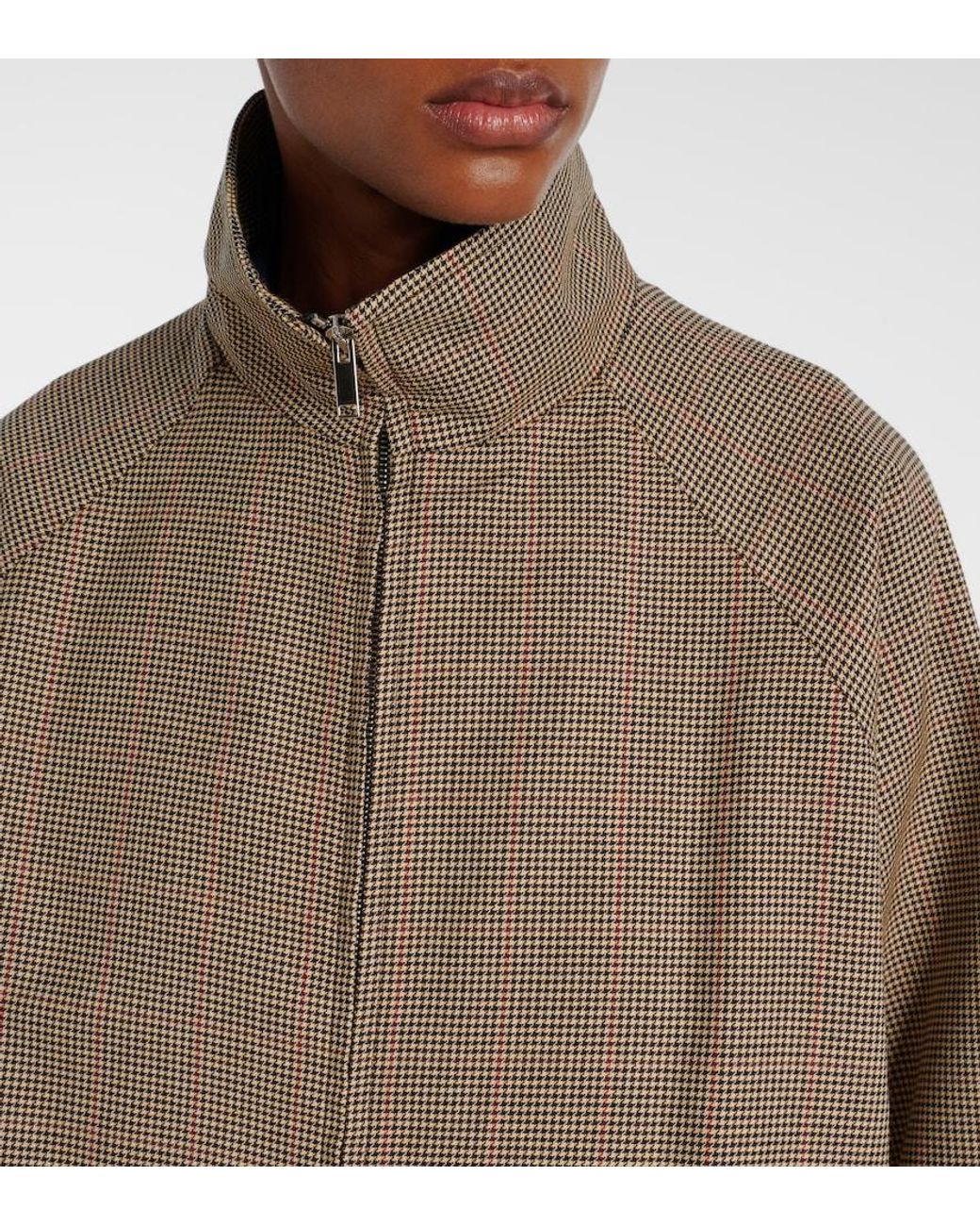 Frankie Shop Brown Baxter Houndstooth Blouson Jacket