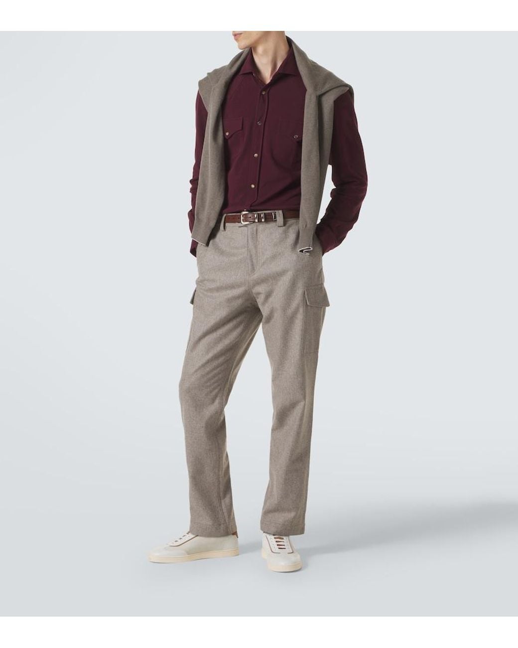 Brunello Cucinelli Gray Wool Tapered Pants for men