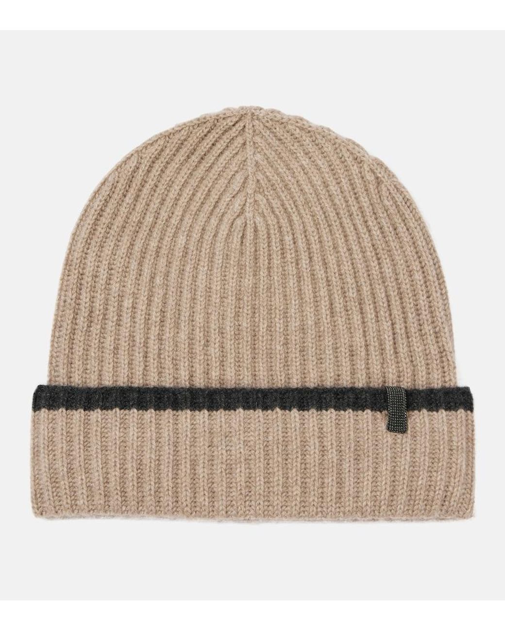 Brunello Cucinelli Natural Embellished Cashmere Beanie