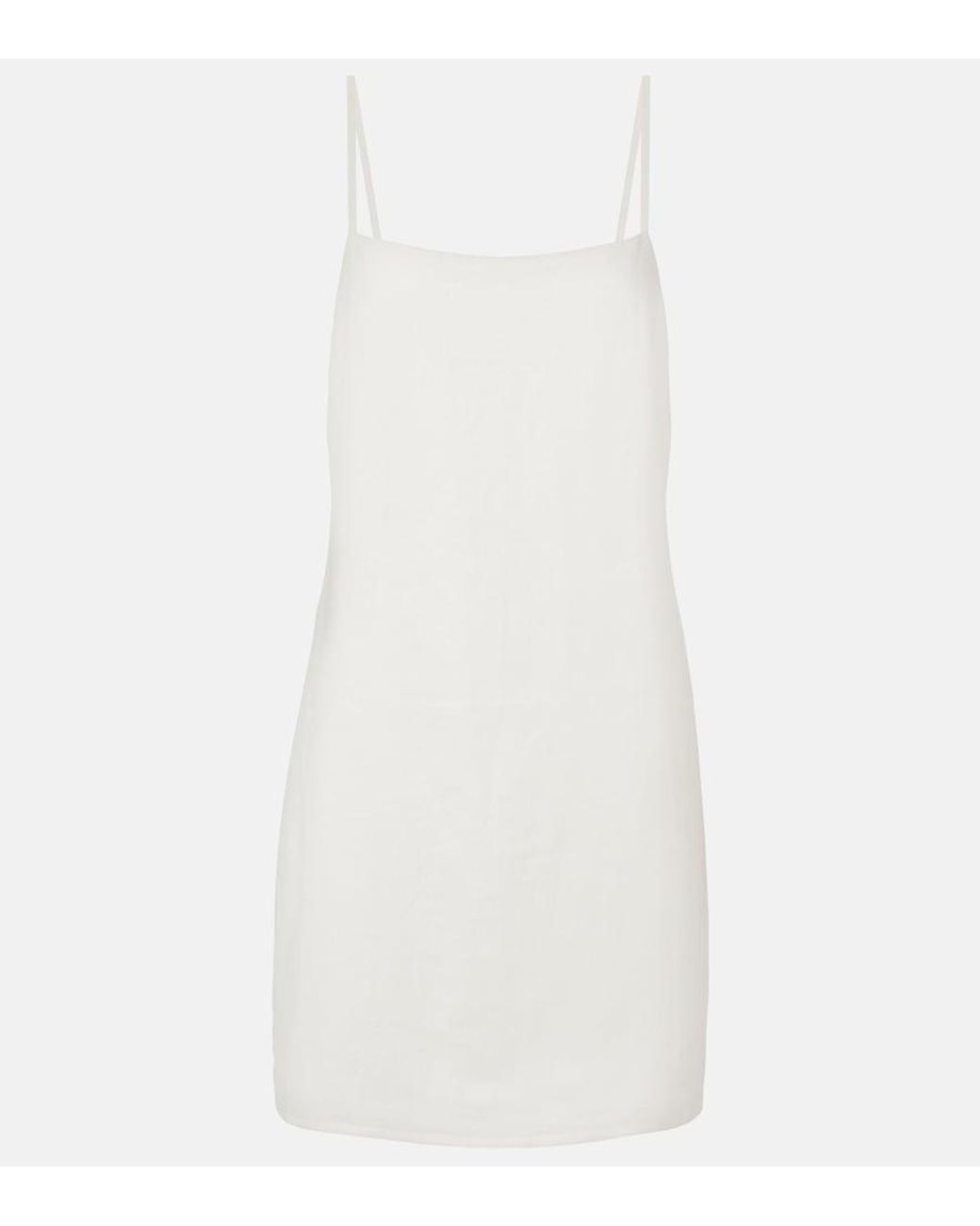 Asceno White Geneva Linen Minidress
