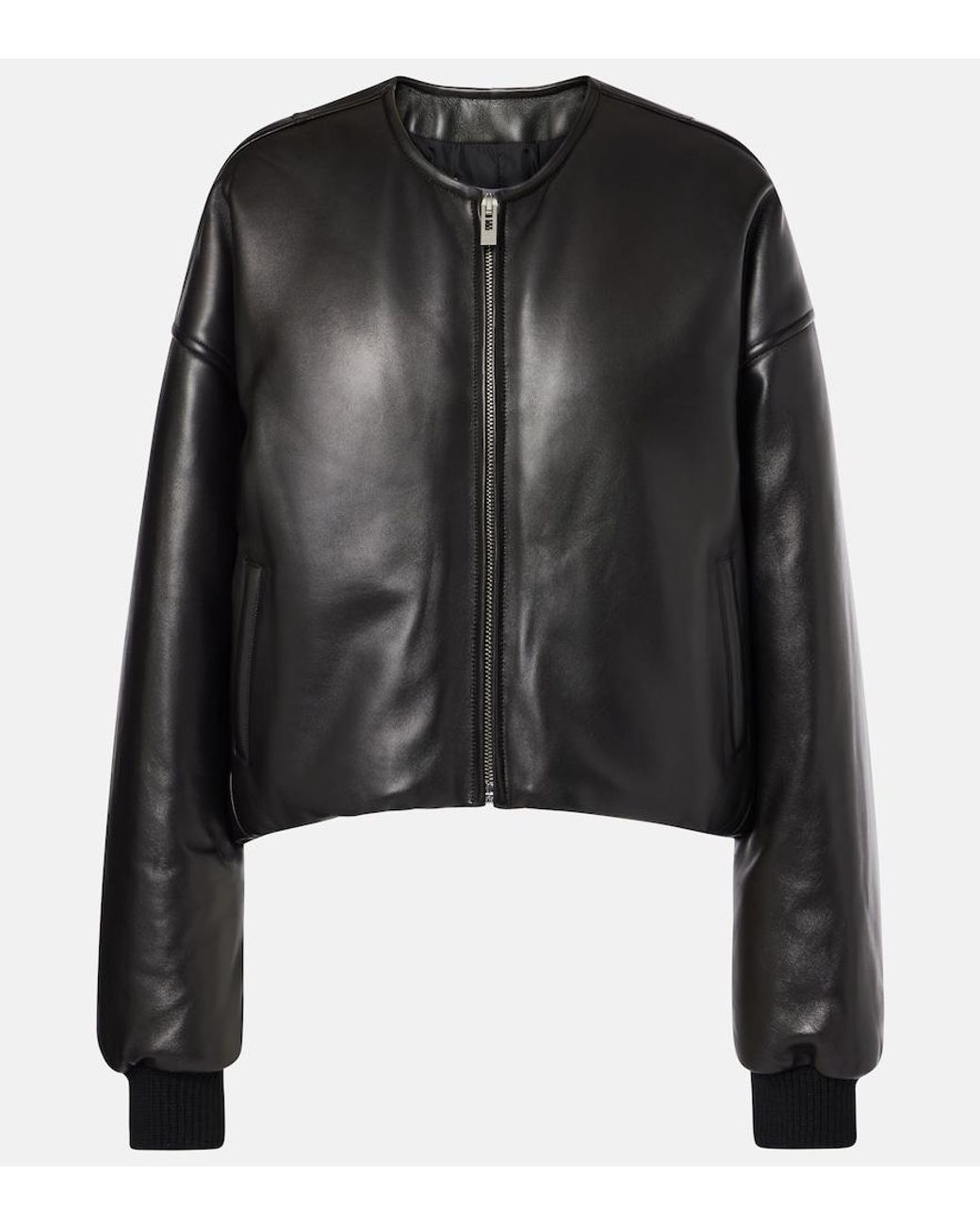 Alaïa Black Leather Bomber Jacket