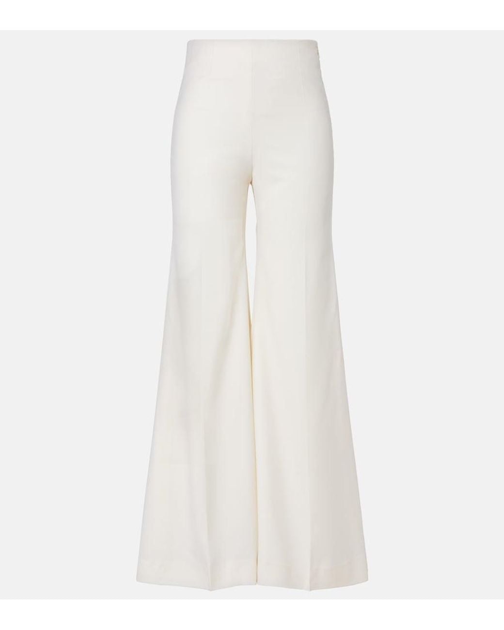 Nina Ricci White Virgin Wool Flared Pants