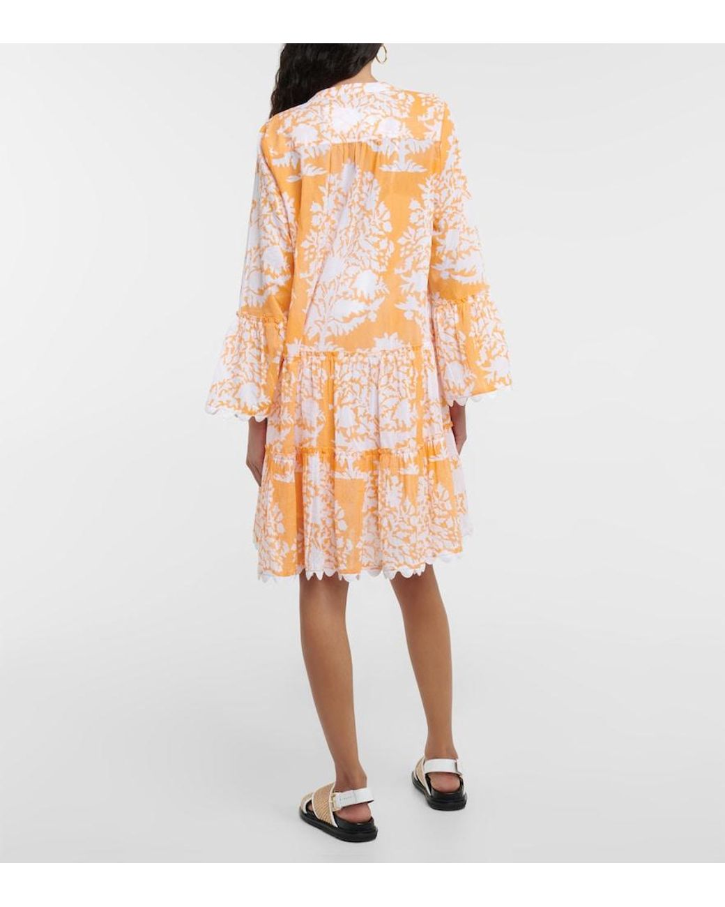 Juliet Dunn Orange Printed Cotton Minidress