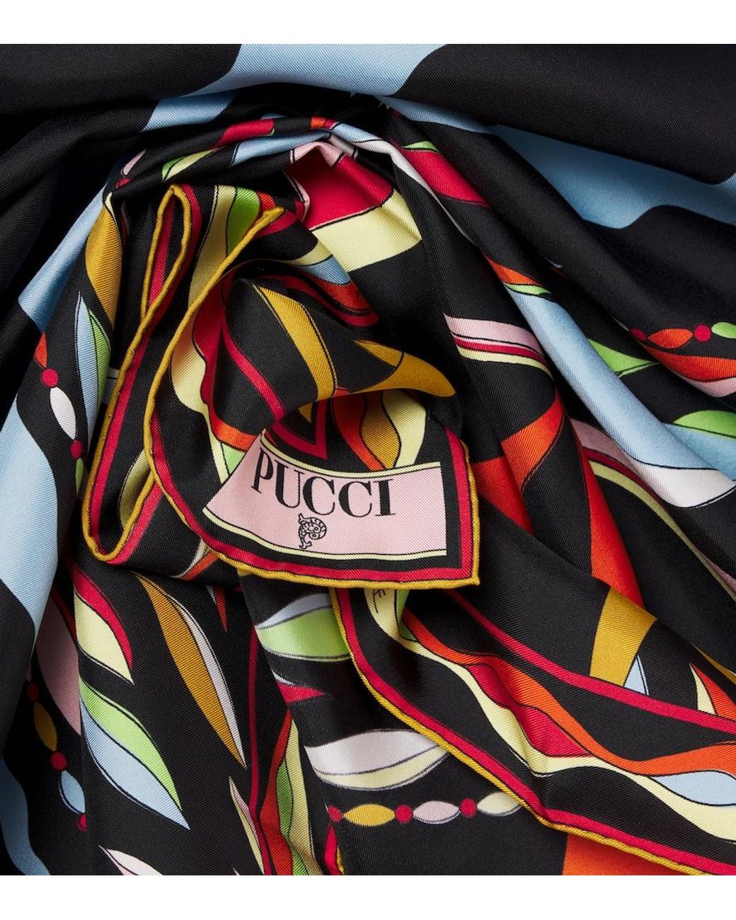 Emilio Pucci Black Fiamme And Nawaho Silk Twill Scarf