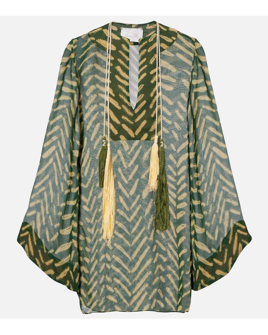 Johanna Ortiz Green Printed Cotton Kaftan