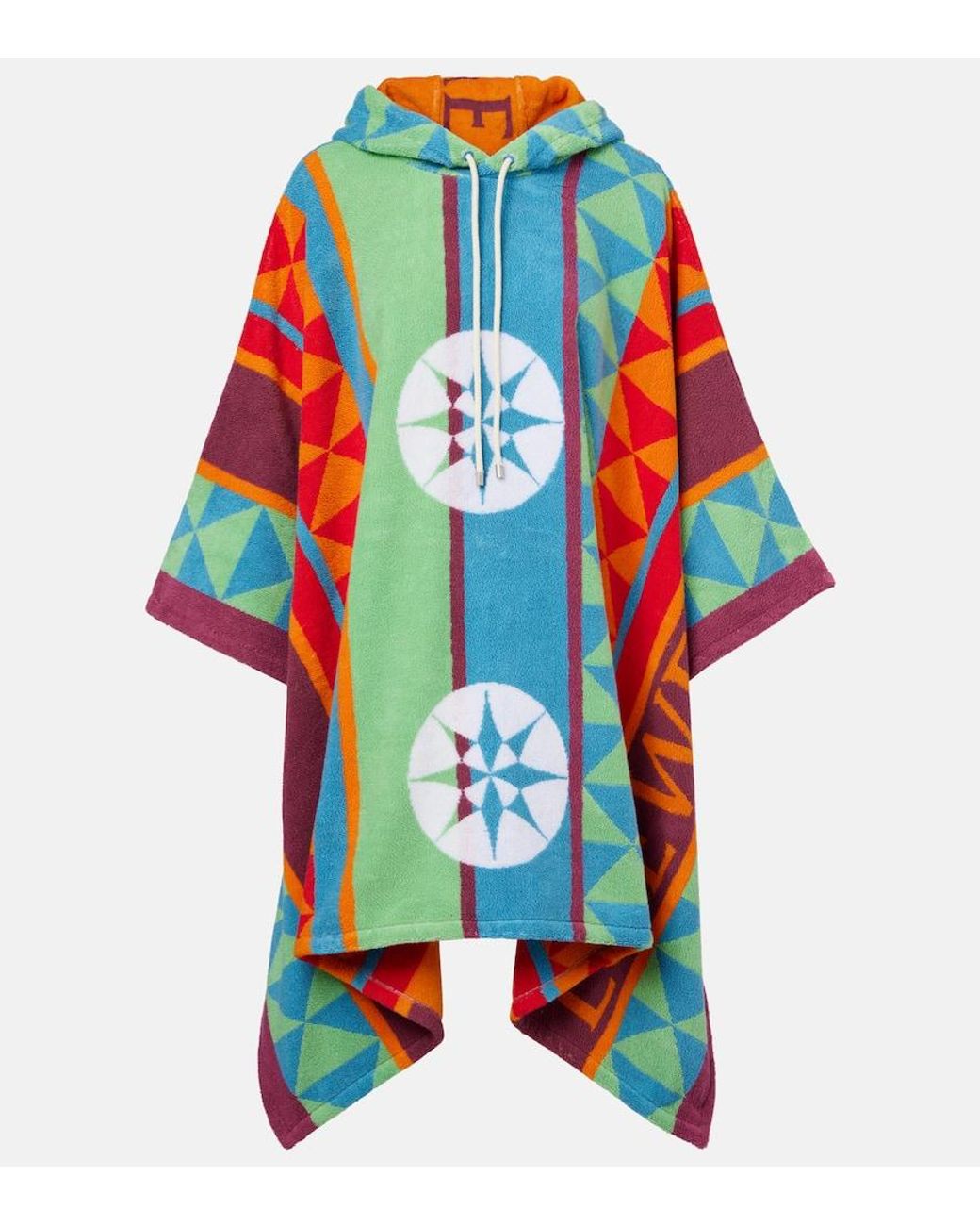 【LOEWE】 Printed hooded cotton terry poncho Loewe Printed Hooded Cotton Terry Poncho in Blue | Lyst Canada