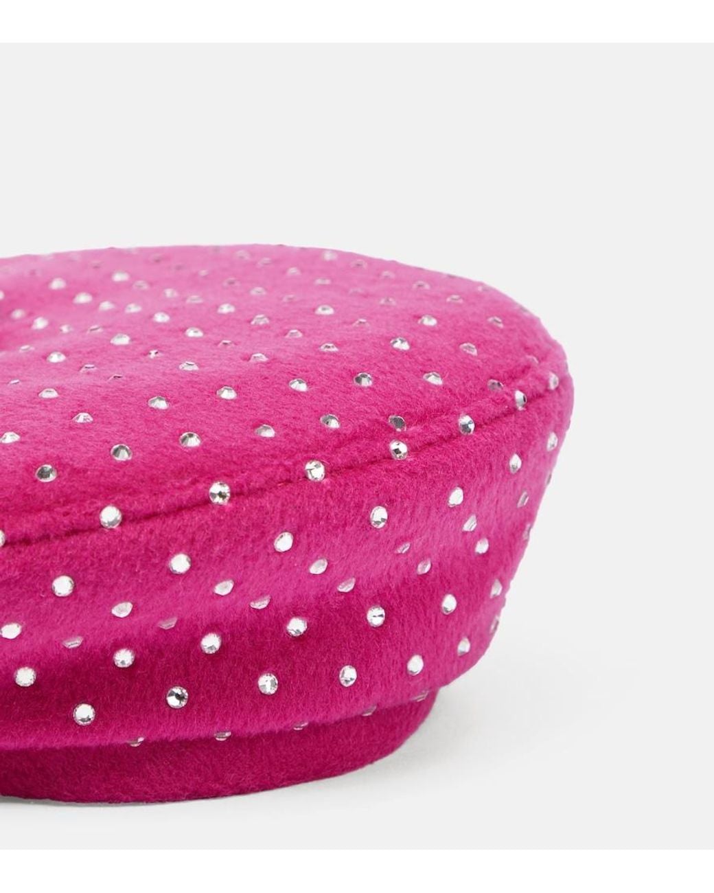 Ruslan Baginskiy Pink Embellished Wool-blend Beret